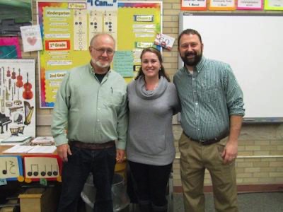 2017 Winner - Jennifer Adams, vocal music teacher at Copenhagen with  John Cain, President of the Copenhagen TA, and Lynn Hunneyman.